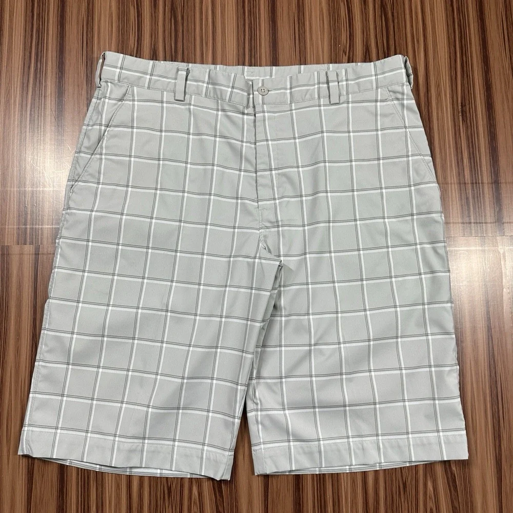 Nike Golf Performance Shorts Mens Size 36 Gray-Tan Plaid 12.5